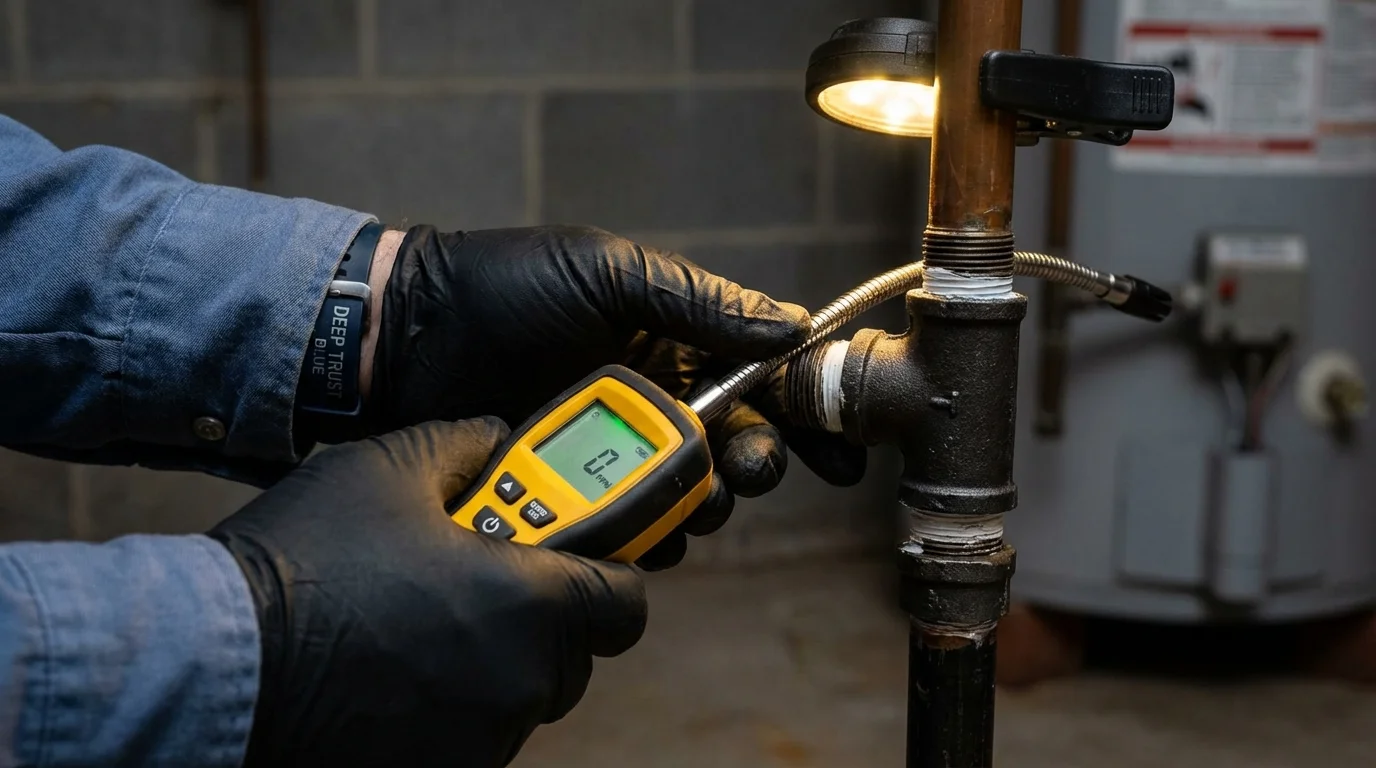 Gas leak detection with electronic sniffer by Johns Plumbing LLC in Asheboro