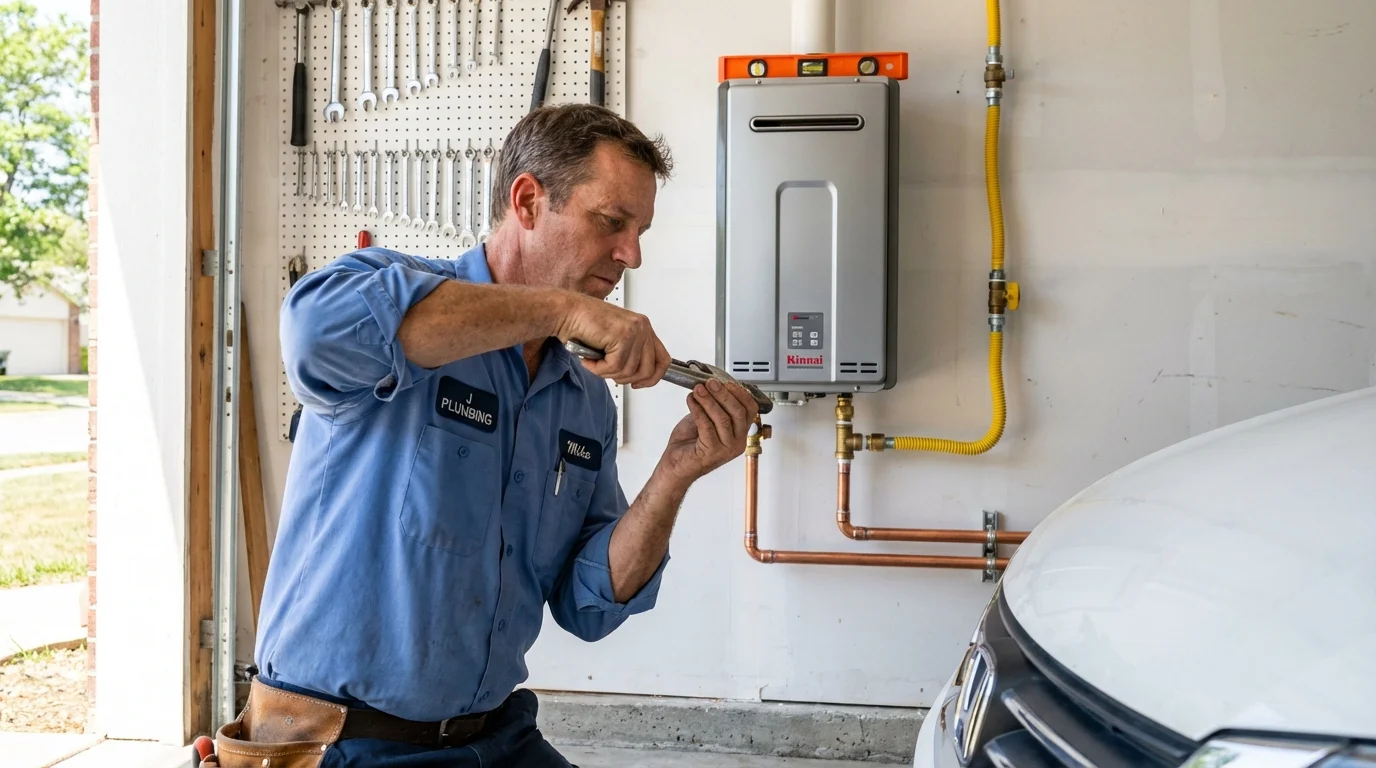Tankless water heater installation by a Johns Plumbing LLC plumber in Asheboro